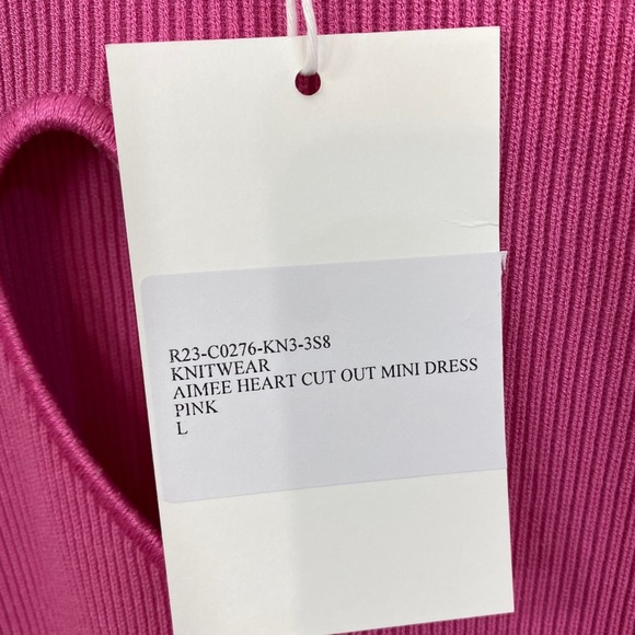 Mach & Mach Pink Heart Cutout Aimee Stretchy Ribbed Dress NWT Large - Picture 4 of 11